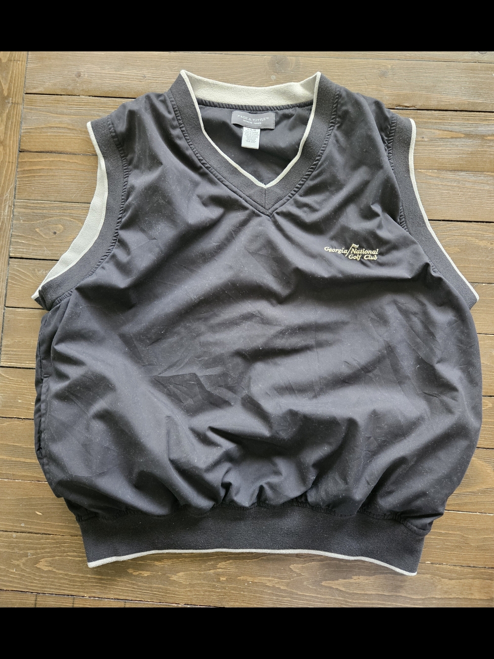 Page & Tuttle Men's Large Golf Wind Vest Black V-Neck Georgia National Golf Club